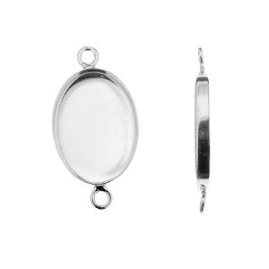 Silver oval cabochon base - FMG 14X10MM CON 2H