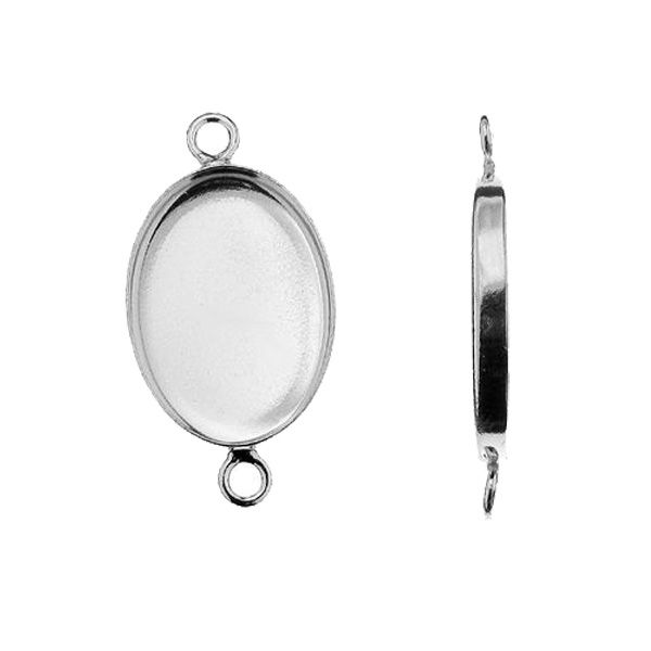 Silver oval cabochon base - FMG 14X10MM CON 2H