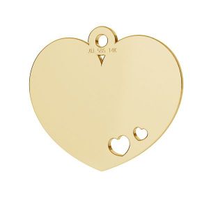 Herz tag anhänger, 14K gold, LKZ14K-00546 - 0,30 14x15,5 mm