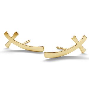 Kreuzpfosten ohrringe 14K gold LKZ-00690 KLS (L+P) - 0,30 mm