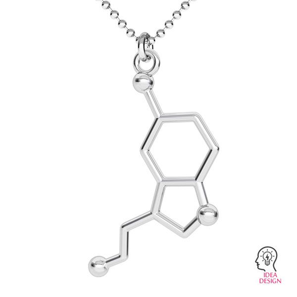 Serotonin chemische formel anhänger, silber 925, ODL-00325