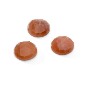 Runder Stein, flache rückseite, ROUND ROSE CUT 14,9 mm Peach moonstone, GAVBARI