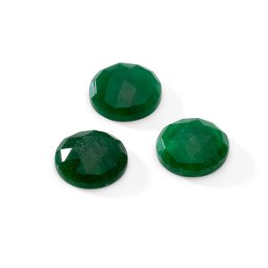 Runder Stein, flache rückseite, ROUND ROSE CUT 14,9 mm dark green Jade, GAVBARI