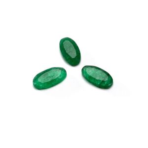Ovaler Stein, flache rückseite, 5x10 mm dark green Jade, GAVBARI