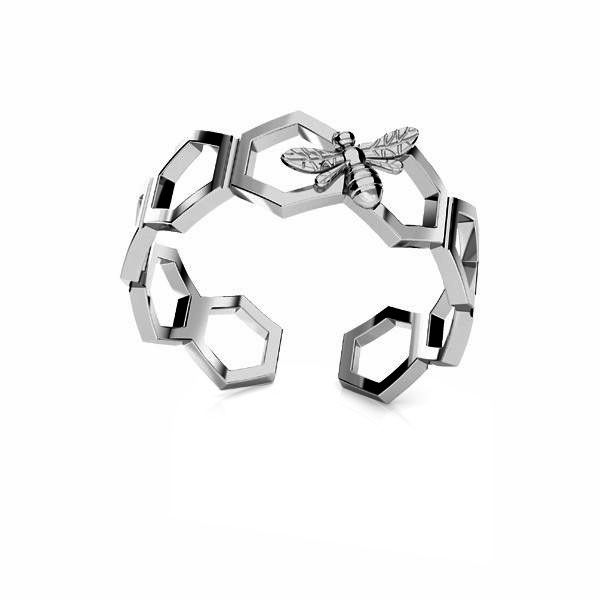 Bienenwabe ring, silber 925, U-RING ODL-01073 5,7x20 mm