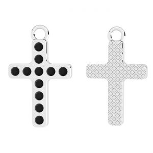 Kreuz mit shwarz kristall, sterling silber 925, OWS-00244 ver.3 12,3x20 mm