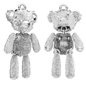 Beweglicher Teddybär anhänger, sterling silber 925, OWS-00548 15x31 mm (SET)