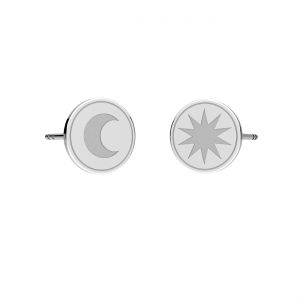 Runde Ohrringe Mond und Stern, sterling silber 925, KLS LK-3356/3357 - 0,50 9x9 mm L+P