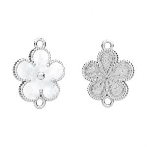 Anh&auml;ngerverbinder - Blume, mit wei&szlig;em Harz*silber 925*CON-2 ODL-01377 15x19,3 mm ver.4