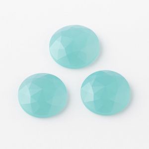 Runder Stein, Rosenschliff - Aqua-Achat 15,2 MM