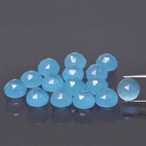 Runder Stein, Rosenschliff - Blauer Achat 4 MM