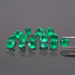 Runder Stein, Kegelschliff - Grüner Achat 4 MM