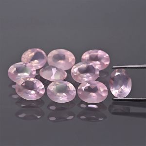 Ovaler Stein, Kegelschliff - Rosenquarz 7x5 MM