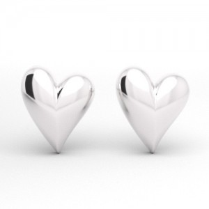 Kolczyki małe, wypukłe serca, srebro 925, SZ 214